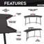 Bureau de jeu avec tablette et porte-accessoires, noir-128120078-128120077