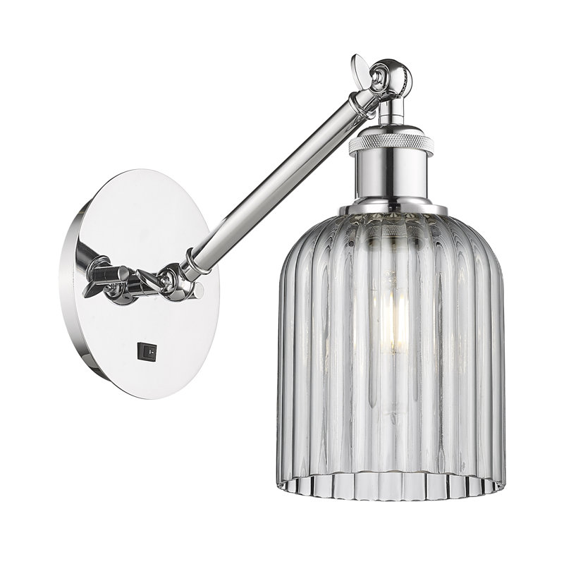 Fiennes Armed Sconce, Polished Chrome, Light Smoke