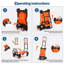 Chariot de manutention pliable 2 en 1, robuste et convertible (150 kg), avec panier pliable, cordon élastique, roues en caoutchouc et poignée rétractable. Parfait pour les déménagements, le bureau et le transport de bagages. Couleur : orange.