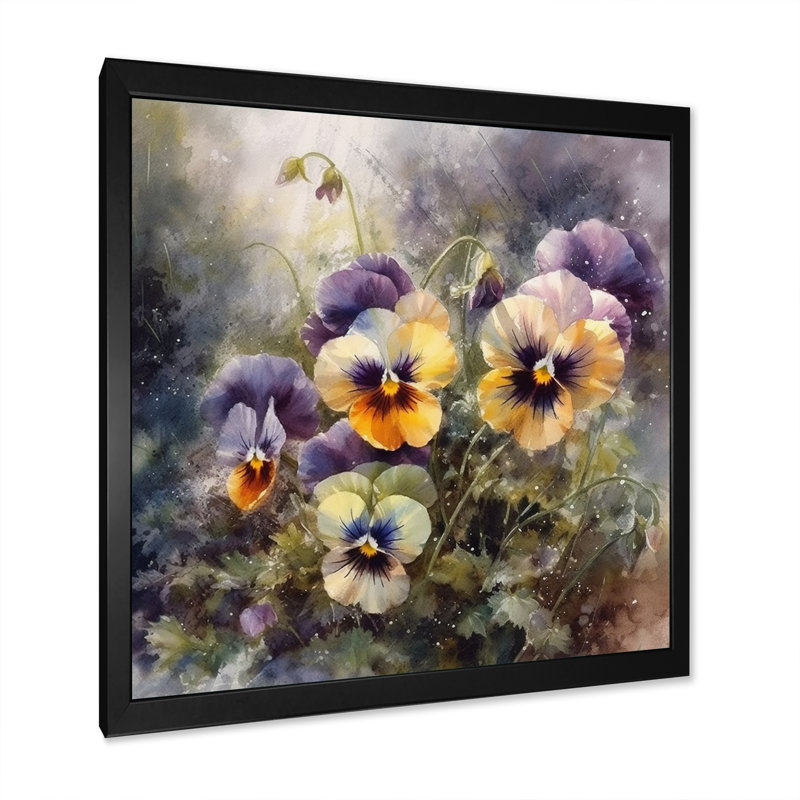 Pétunias en fleurs jaunes - impression, Cadre photo noir, H 16 po x l 16 po x P 1 po