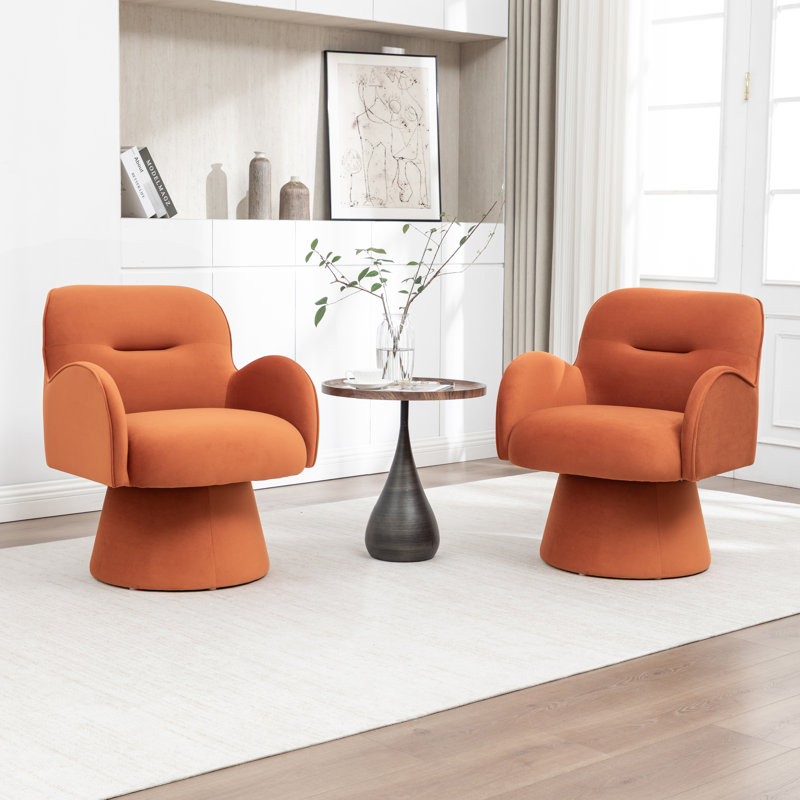Velvet Revolving Chair, Orange