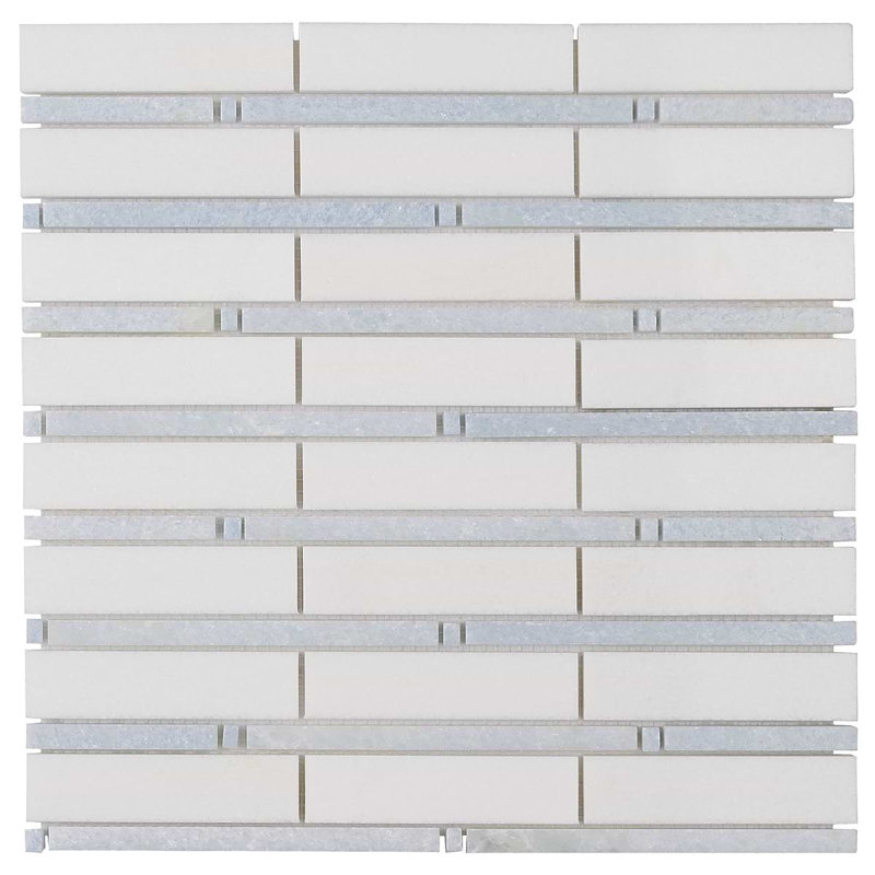 Rattan 1x4 Polished Thassos Marble Mosaic Tile