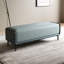 Long banc en cuir bleu moderne-112006726