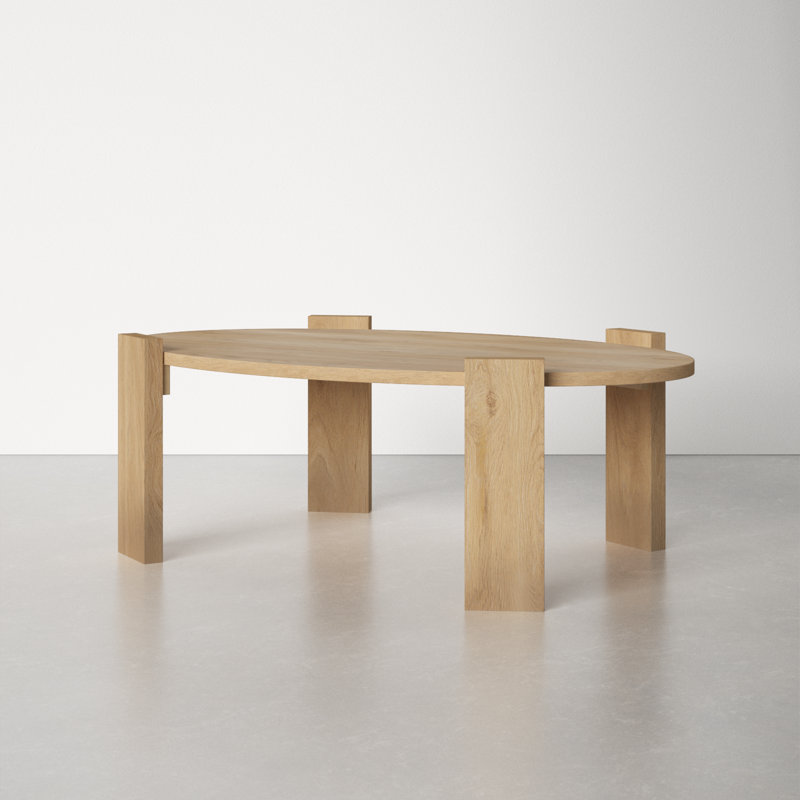 Light Brown Mango Wood Oval Coffee Table