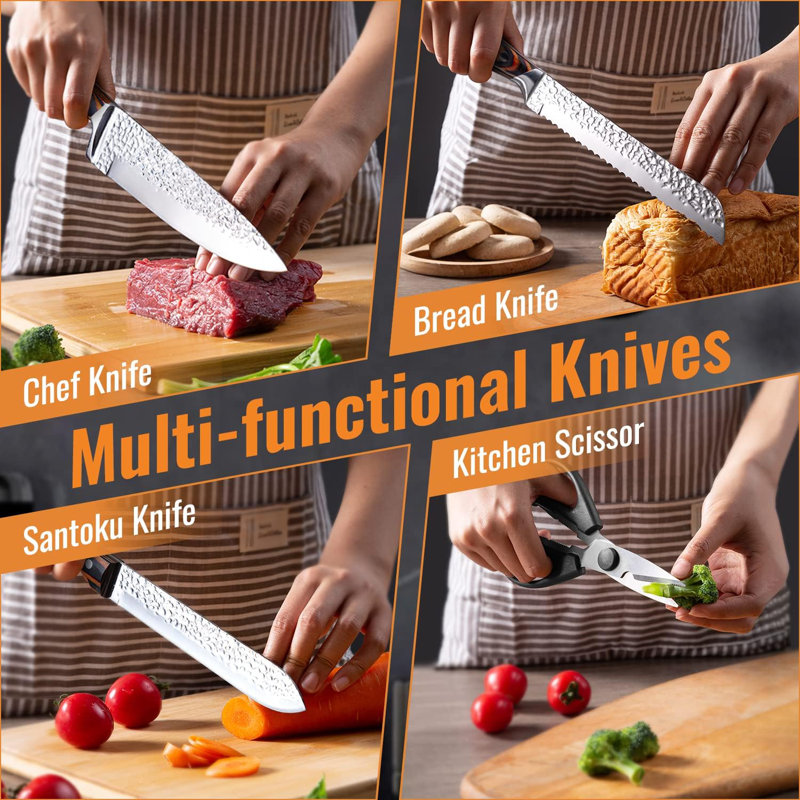 wuyi 15 Piece High Carbon Stainless Steel Knife Block Set
