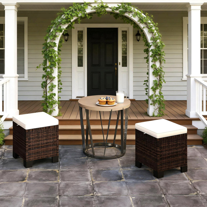 Beige Ottoman Cubes Set Of 2,Outdoor Ottoman, Beige