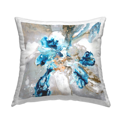 Coussin bleu et gris à imprimé abstrait par Liz Jardine