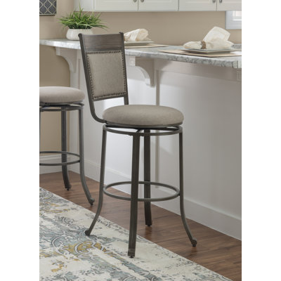 Luker Swivel Upholstered Counter Stool with Metal Frame