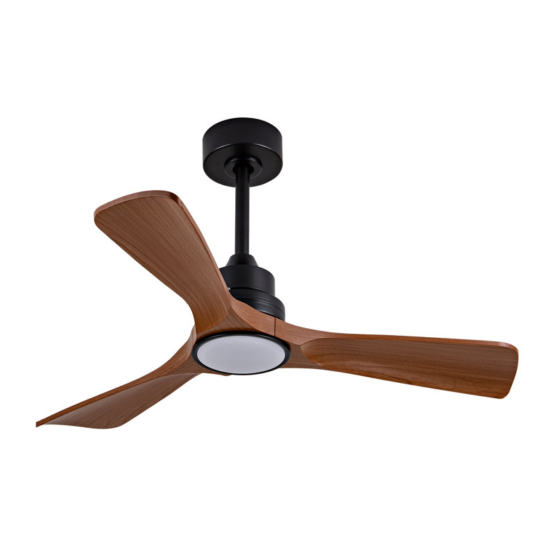 Hot Sales 42 Inch Modern Black Ceiling Fan With Light 3 Solid Wood Blades Remote Control Reversible Dc Motor With Dimmable Led