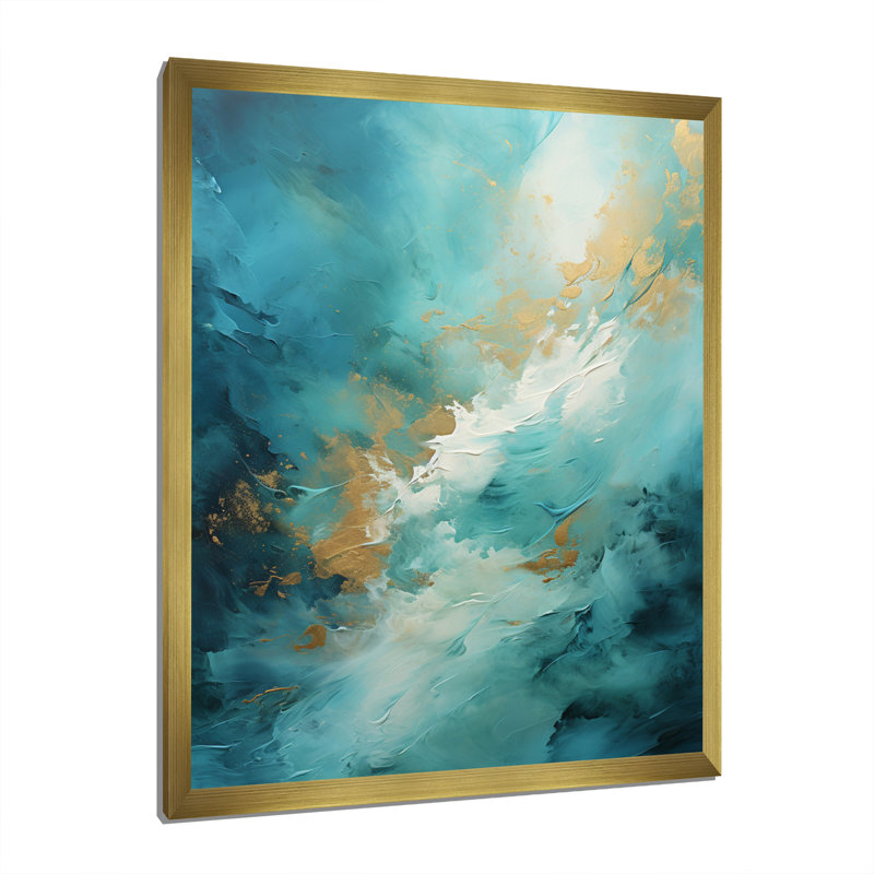 «Jaidi Turquoise Tranquility II», reproduction sur toile, H 32 po x l 24 po x P 1 po, Encadrement doré