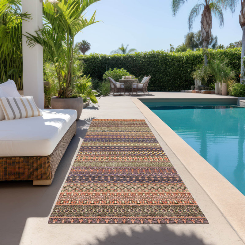Tapis intérieur / extérieur Kinslee, Tapis de couloir 2 pi 3 po x 7 pi 6 po