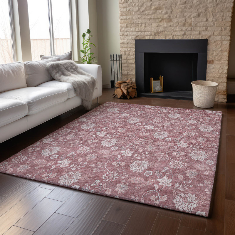 Premium Machine Washable Prisco Blush Rug, Rectangle 10' x 14'