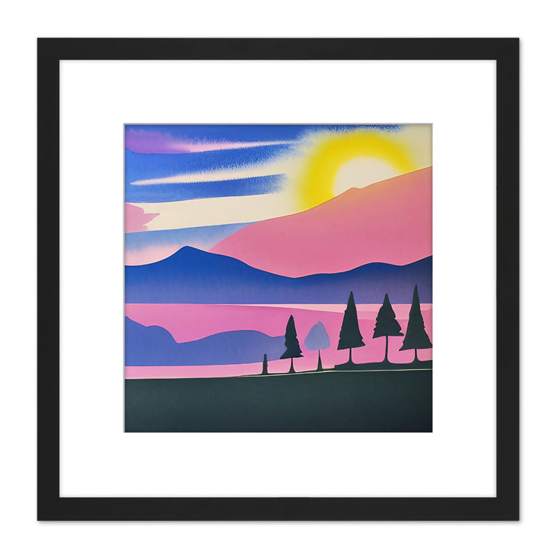 Sunset Mountain Forest Winter Watercolour - Single Picture Frame Painting
