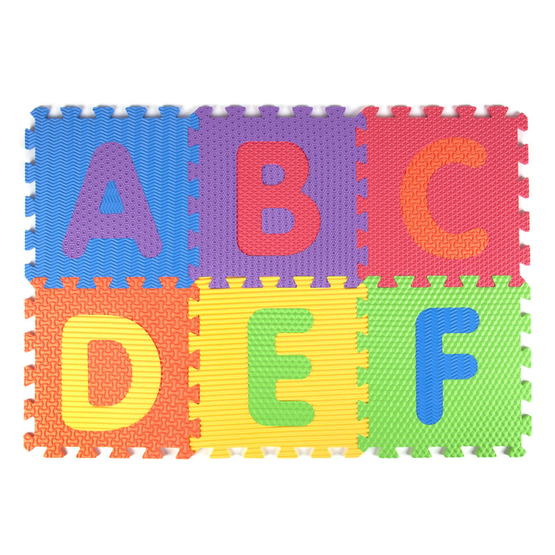 72'' L Interlocking Foam Playmat, 0.4", Multicolored Embossed