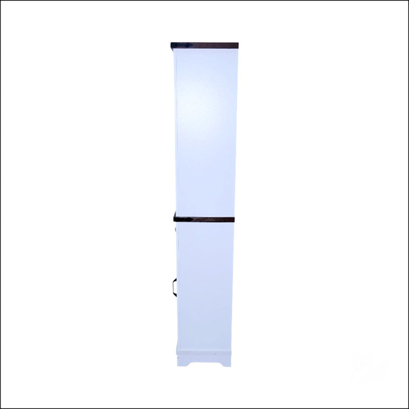 Armoire étroite, Blanc/noyer