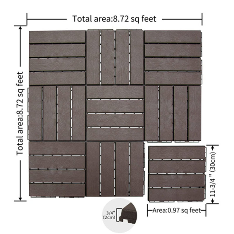 Carreaux de terrasse à emboîtement de patio, Brun