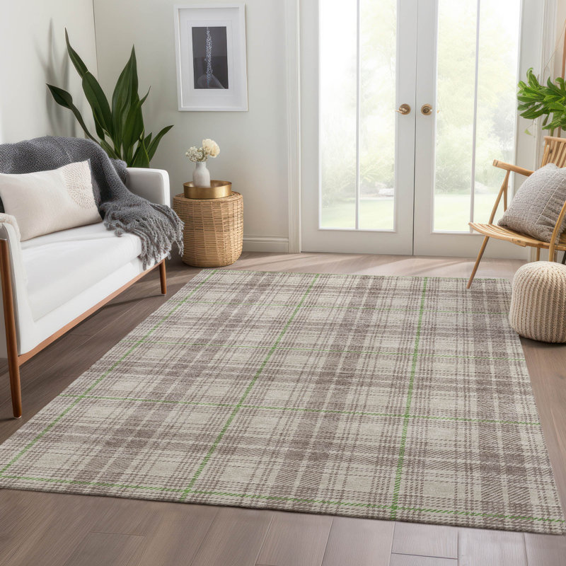 Tapis écossais de qualité supérieure lavable à la machine Lyndhurst AMF993, Rectangle 10 pi x 14 pi