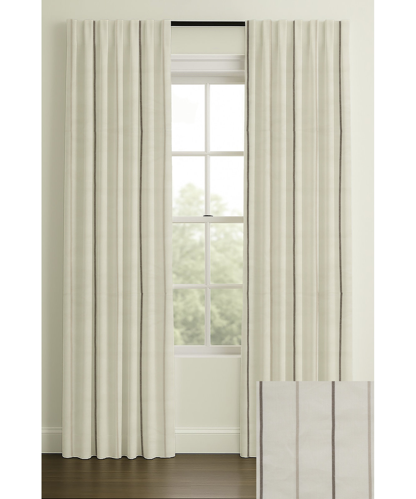 Vienne Linen Herringbone Curtain in White, 50" W x 108" L, Blackout, Rod Pocket
