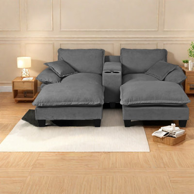 Spacious Modular Sofa With Storage, Chenille Grey For Modern Living