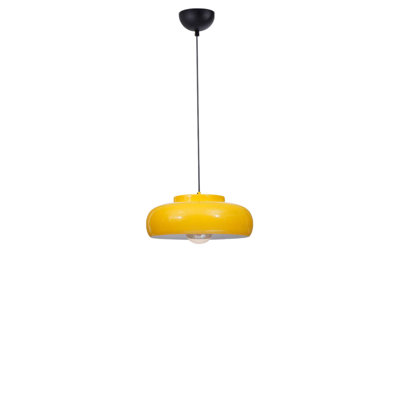 Adjustable Mustard & Black Metal Chandelier, Ø15.7 x 5.9 inches | Height: 8.3 - 27.6 inches | 1 x E27 Socket (Max 40W) | Elegant Design for Dining Room & Living Spaces, IP20 Rated, Bulb Not Included