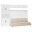 Lit escamotable double pleine grandeur avec canapé, tablettes, ports de chargement USB et lumière DEL intégrée
