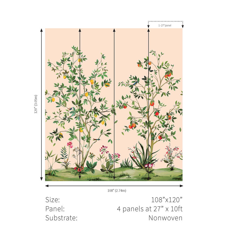 Turid Floral Wall Mural, Blush