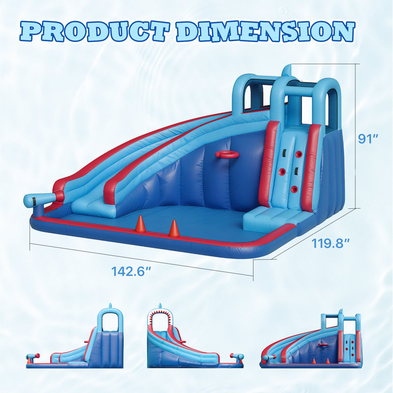 Château gonflable avec glissade 10 x 12 pi avec toboggan, parc aquatique pour enfants de 3 à 8 ans, cadeaux de fête d'anniversaire
