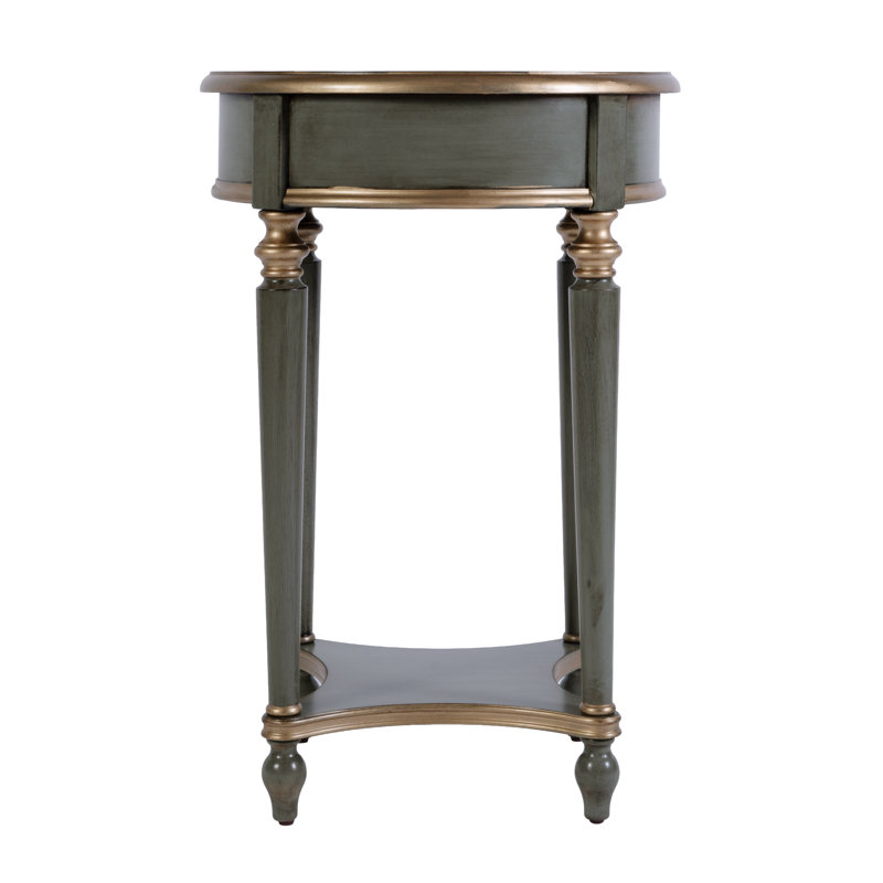 Jules 1 Drawer Round End Table with Storage, Pastel Green