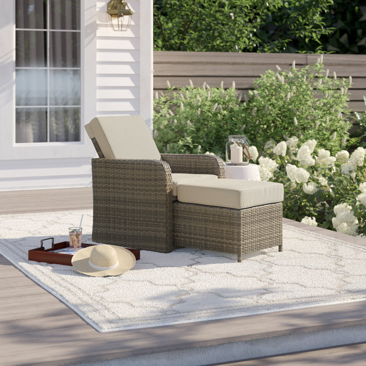 Annies Patio Chair with Cushions and Ottoman