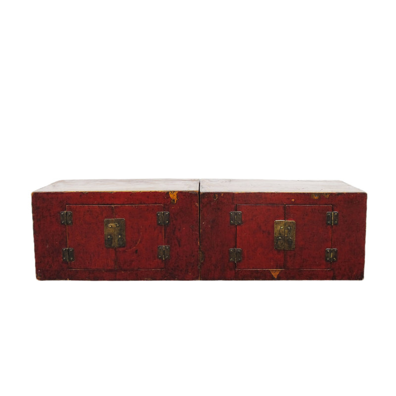 2 Piece Solid Wood Coffee Table Trunk