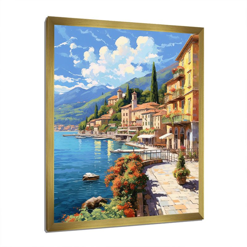 La Dolce Italian Beachside II - Italie, reproduction sur toile encadrée, H 40 po x l 30 po, Cadre photo unique, Doré