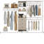 Organisateur de placard, système de placard avec 3 tringles de suspension, 3 tiroirs et tablettes ouvertes (kaki)-1119658549