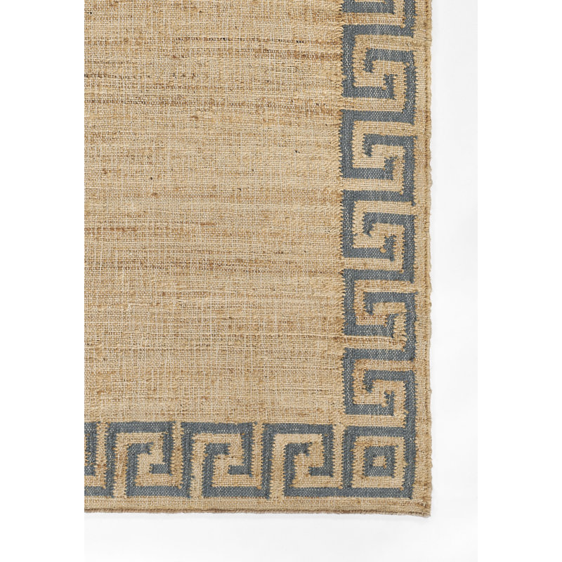 Erin Gates by Momeni Orchard Greek Key Jute and Wool Hand Woven Blue Area Rug, Rectangle 2' x 3'