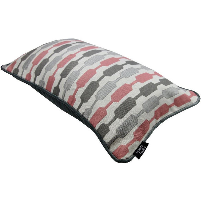 Lizeth Geometric Rectangular Cushion Cover, 30 x 50cm, Blush/Grey