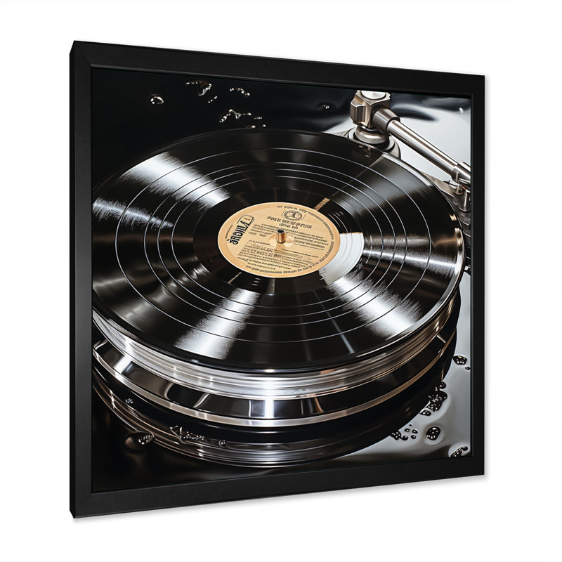 Vinyle, vinyle, reflet, Cadre photo noir simple, H 24 po x l 24 po x P 1 po