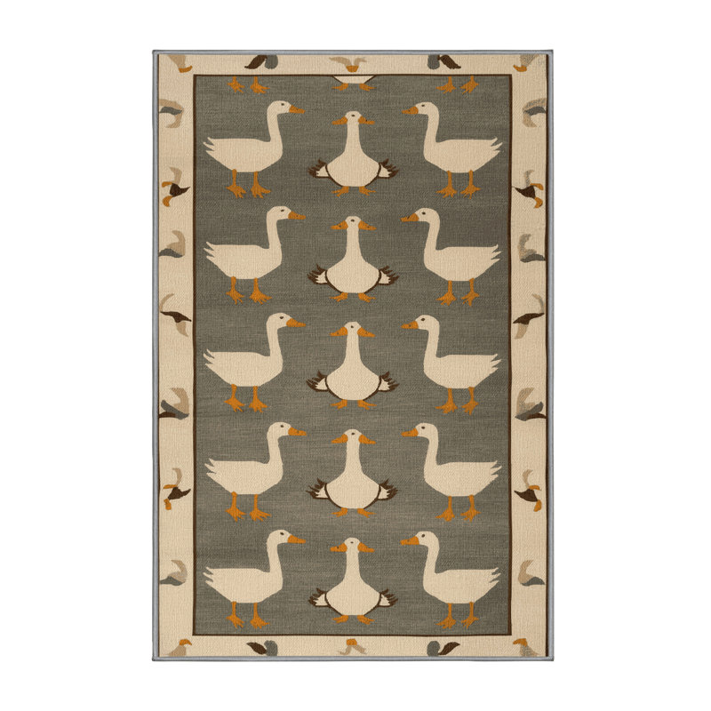  Tapis lavable oies de ferme, Rectangulaire 3 pi x 5 pi