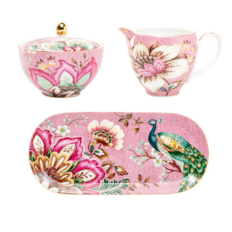  Sugar and Creamer Set, Pink
