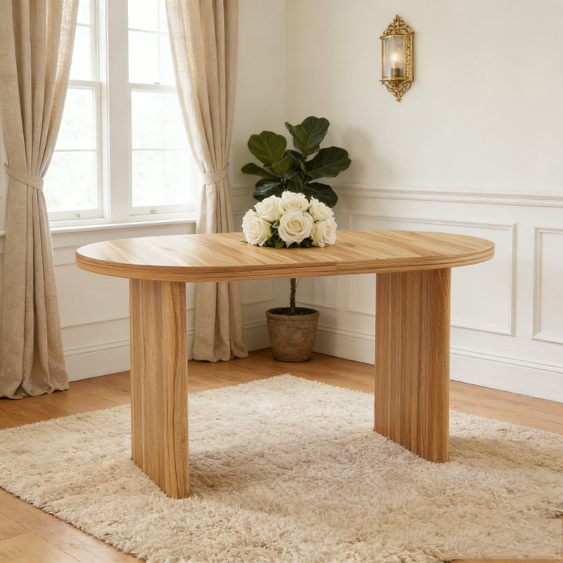 Table de salle à manger extensible Modern, Noyer naturel