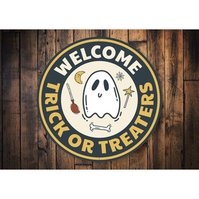 Plaque en aluminium Welcome Trick Or Traiterers