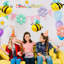 Bee Birthday Party Supplies, 4pcs Bee Balloons + 5pcs Colorful Flower Foil Balloon