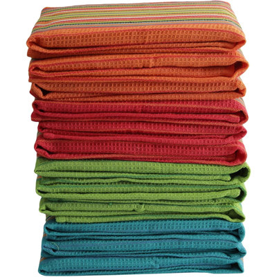 Serviettes de cuisine 100% coton salsa, paquet de 8 - Torchons super absorbants et non pelucheux réutilisables avec tissage durable pour la maison et les restaurants