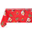Nappe de Noël rectangulaire en vinyle avec envers en flanelle, imperméable, 132 x 229 cm, motif Père Noël, sapins et cloches, rouge.