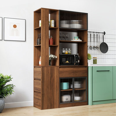 Armoire de rangement de 70,87 po de hauteur avec espace de rangement multifonctionnel, organisateur d'entrée en bois moderne pour le couloir et le salon