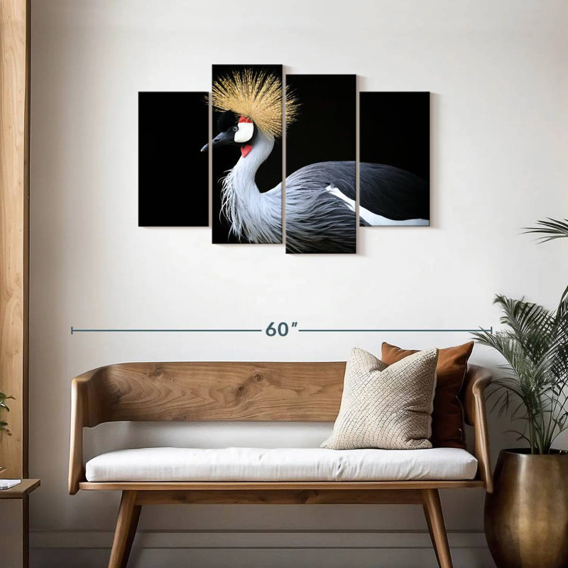 Brampt Stunning Grey Crowned Crane, 27" H x 43" W