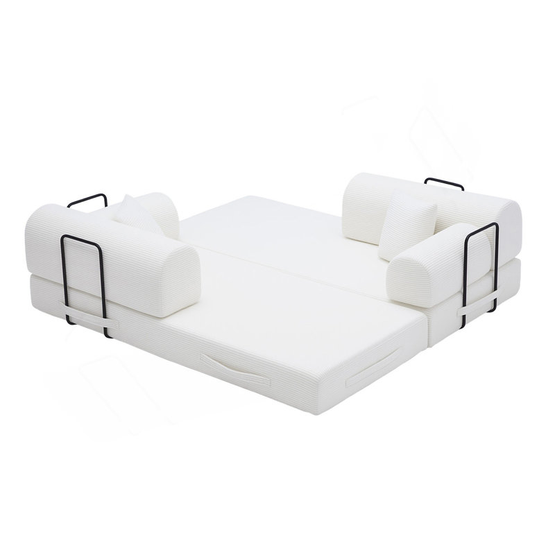Canapé-lit convertible, canapé-lit pliant en velours côtelé avec cadre de forme fixe, canapé-lit de salon pour la chambre à coucher (beige)