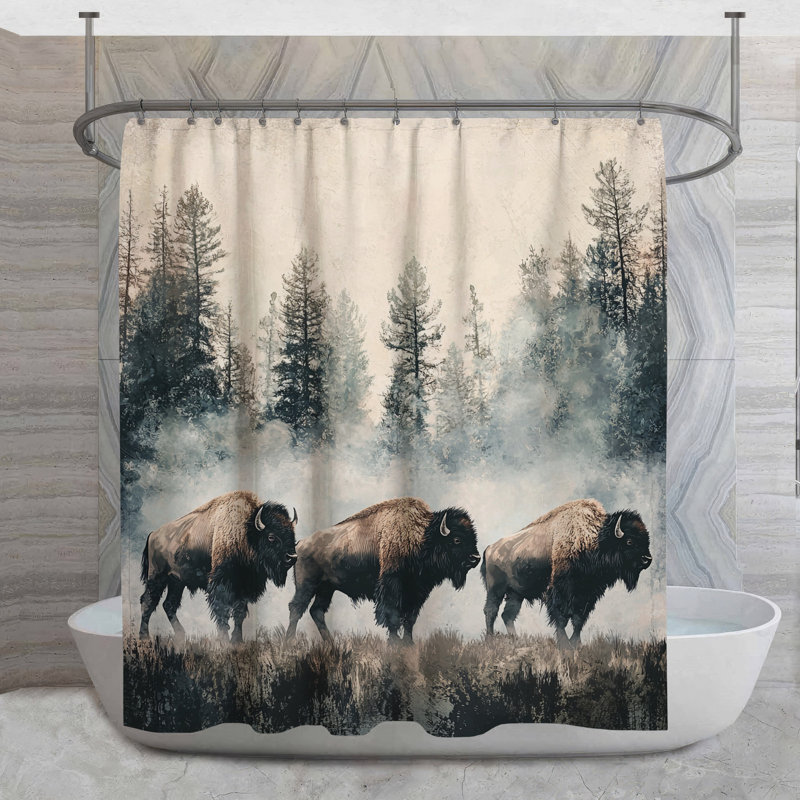 Rideau de douche Bison - Animal Rustic Decor, H 73 po x l 70 po