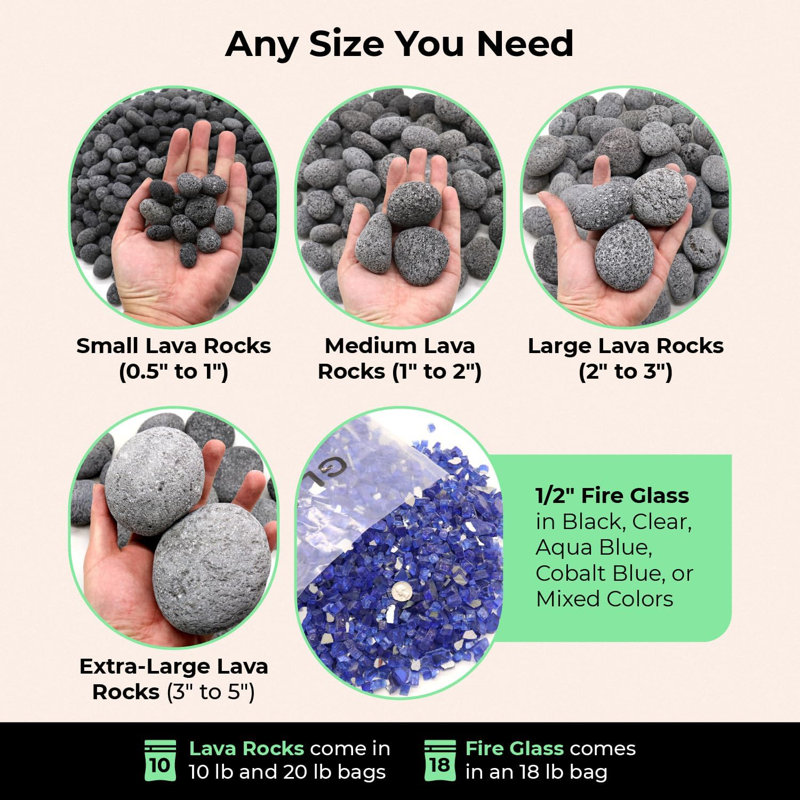 G & R PLUMBING ENTERPRISES, INC. Black Lava Rocks for Fire Pit - 1 to 2 ...