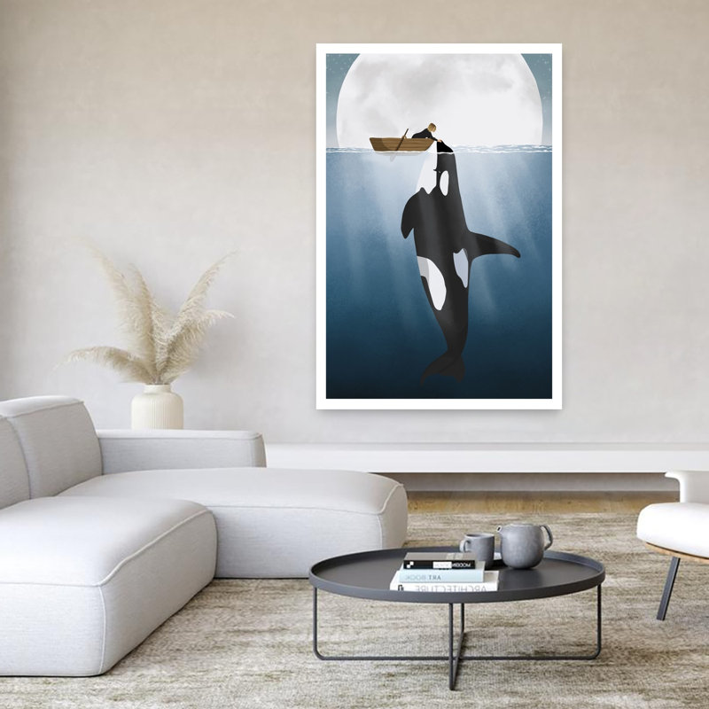 Art contemporain contemporain, paysage de baleine, H 60 po x l 40 po