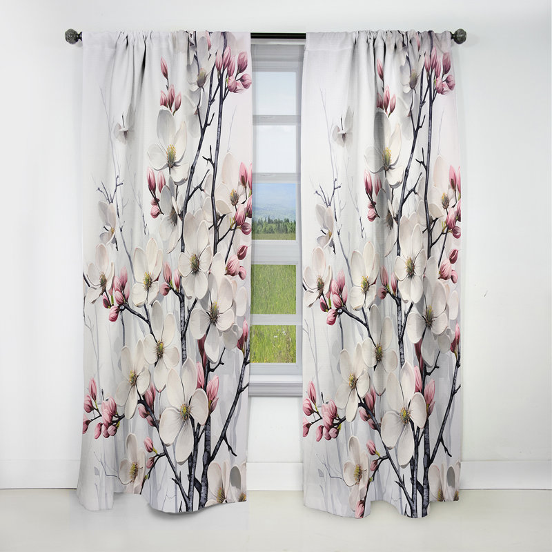 Goodwater - Rideau cornouiller - Rideau occultant à motif floral - 1 panneau, L 52 po x L 90 po