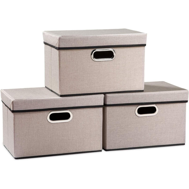 Brayden Studio Fabric Bin, Light Grey